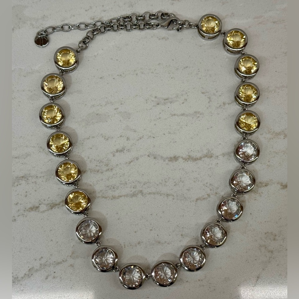 Talbots Crystal Statement Silver Tone Necklace | … - image 2